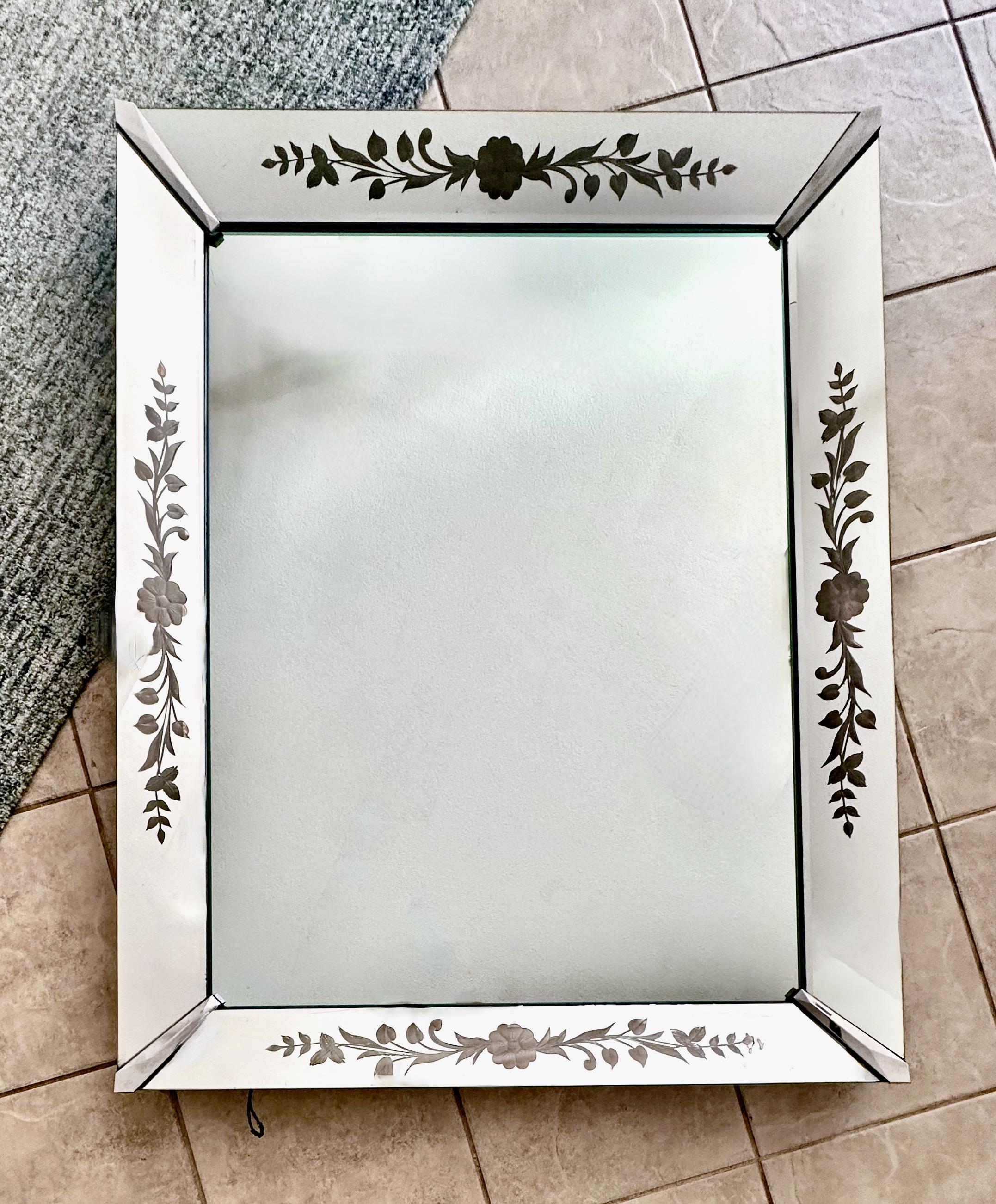 Art Deco Etched Shadow Box Wall Mirror For Sale 14
