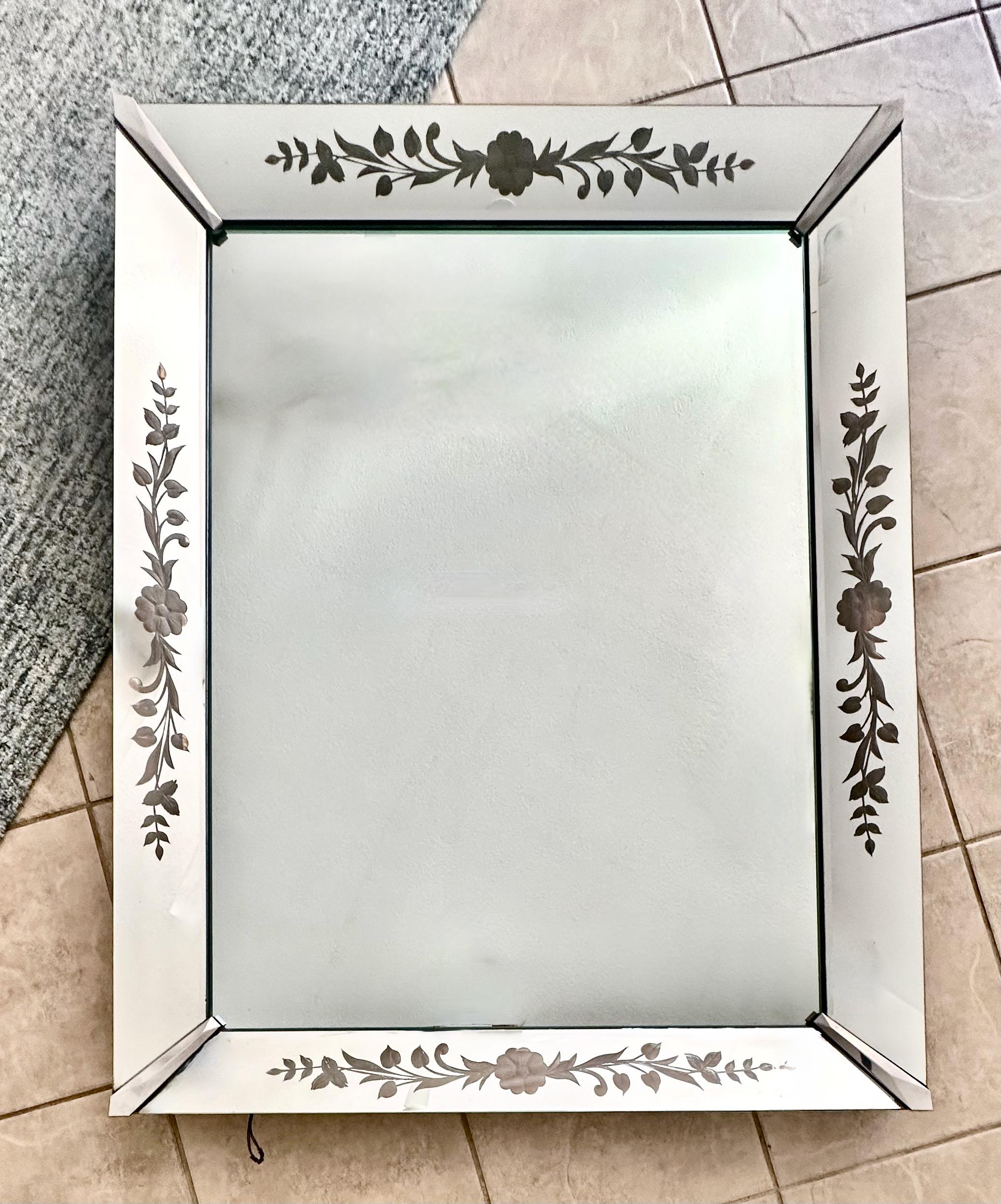 Beautiful and unique rectangular Art Deco style wall mirror with 