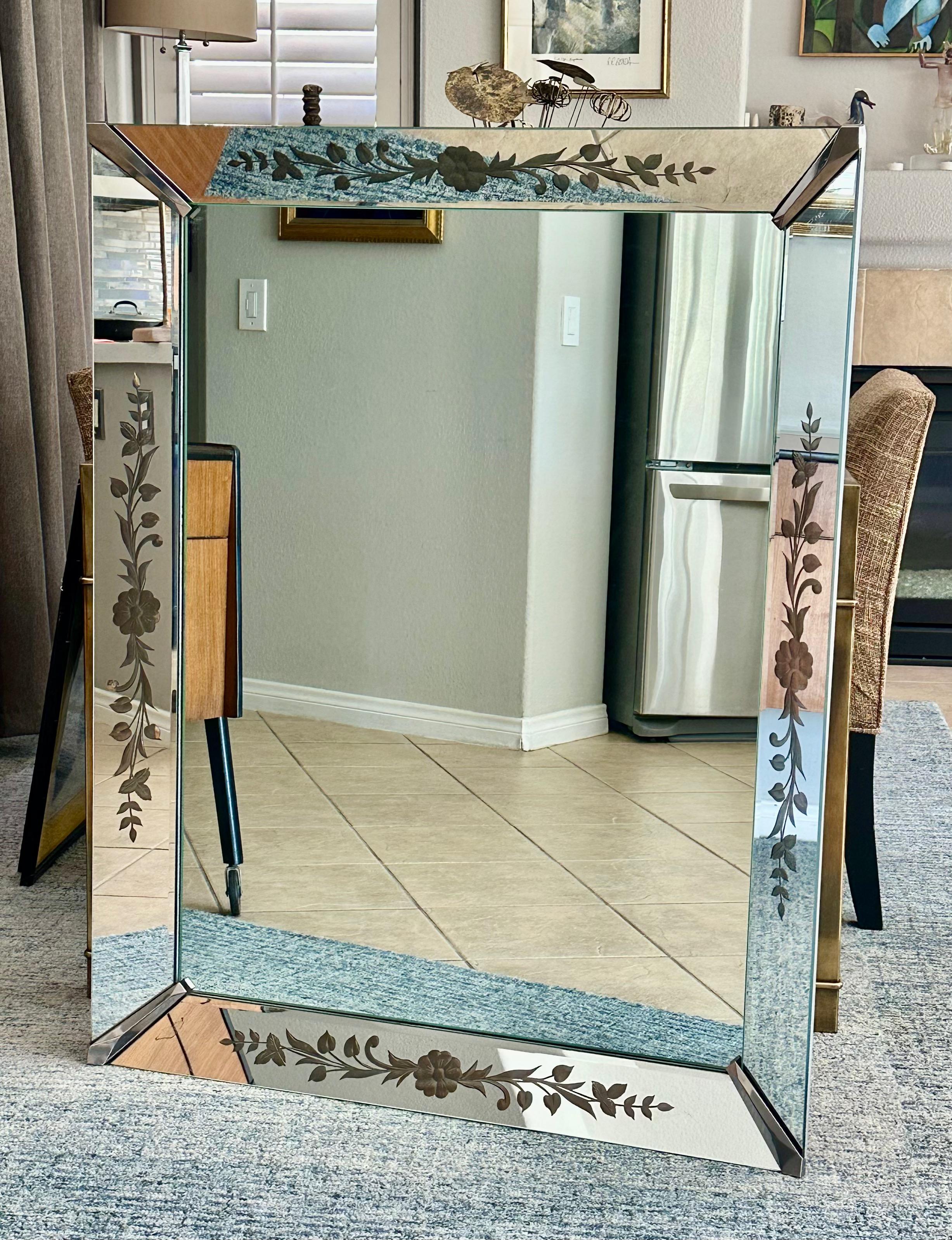 Art Deco Etched Shadow Box Wall Mirror For Sale 3