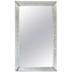 Vintage Art Deco Etched Shadow Box Wall Mirror