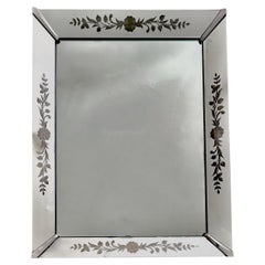Vintage Art Deco Etched Shadow Box Wall Mirror