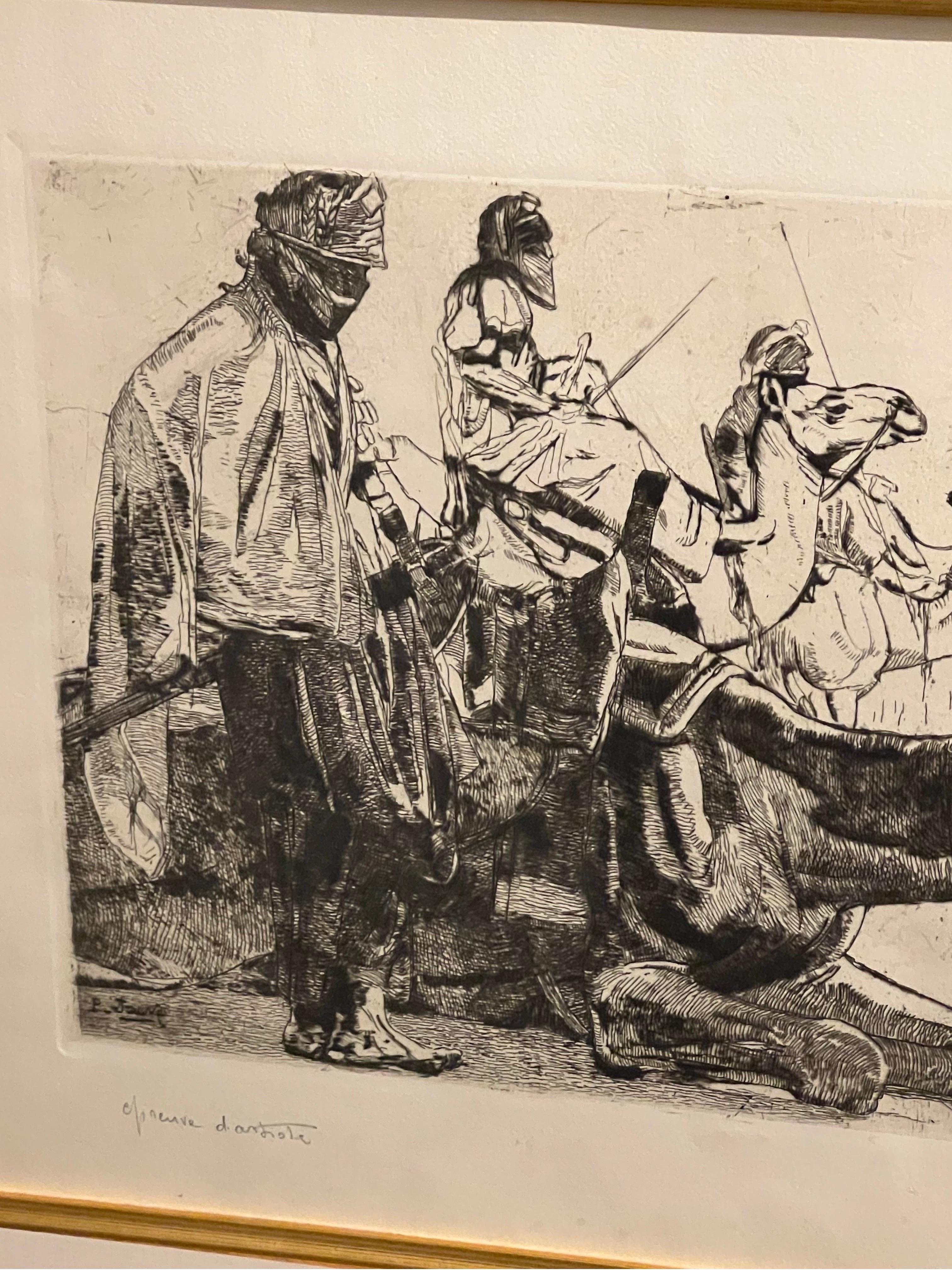 Français Art Deco Etching a Tangi au Repos by Paul Jauve en vente