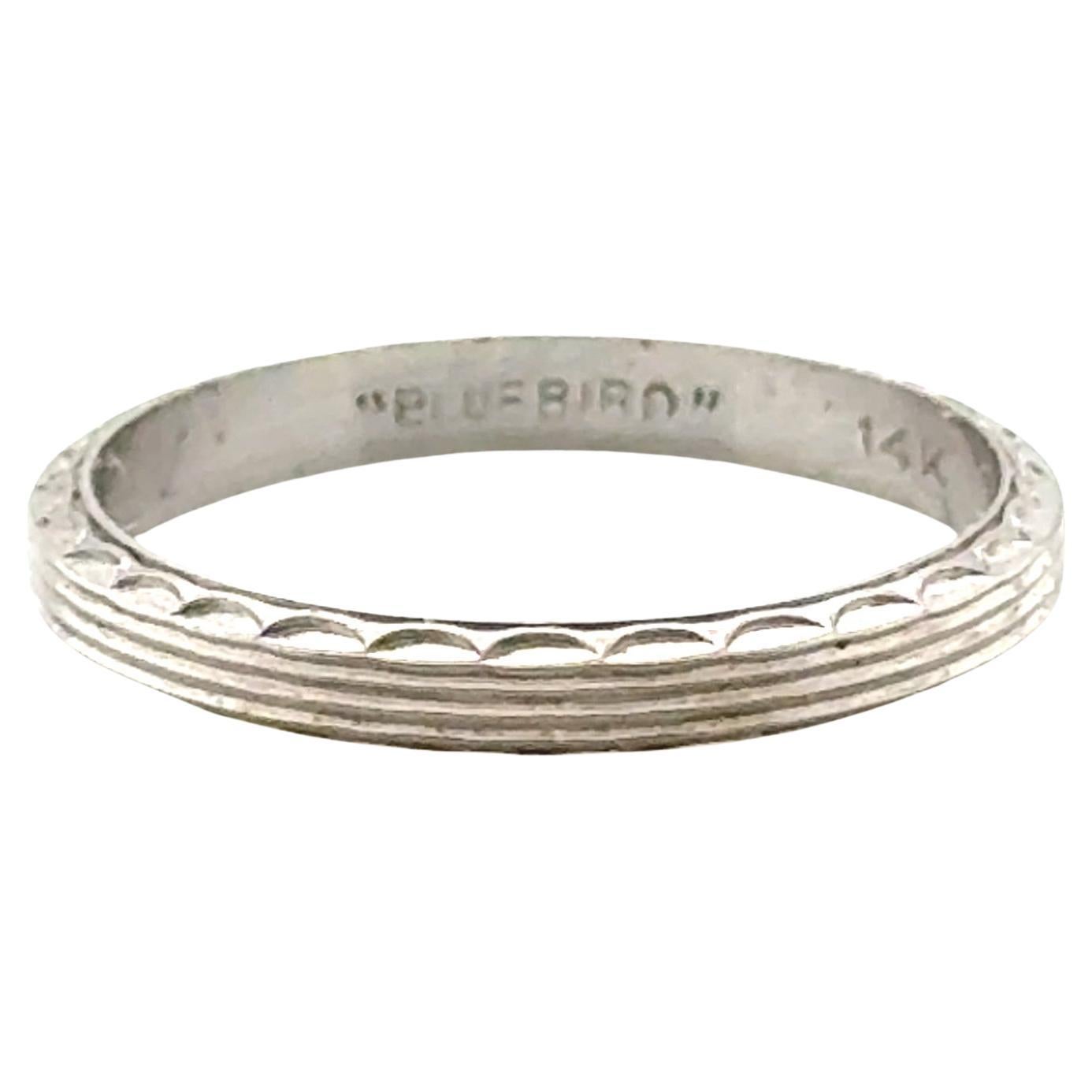 Art Deco Eternity Band Wedding Ring 14K Bluebird Original 1930's New Old Stock