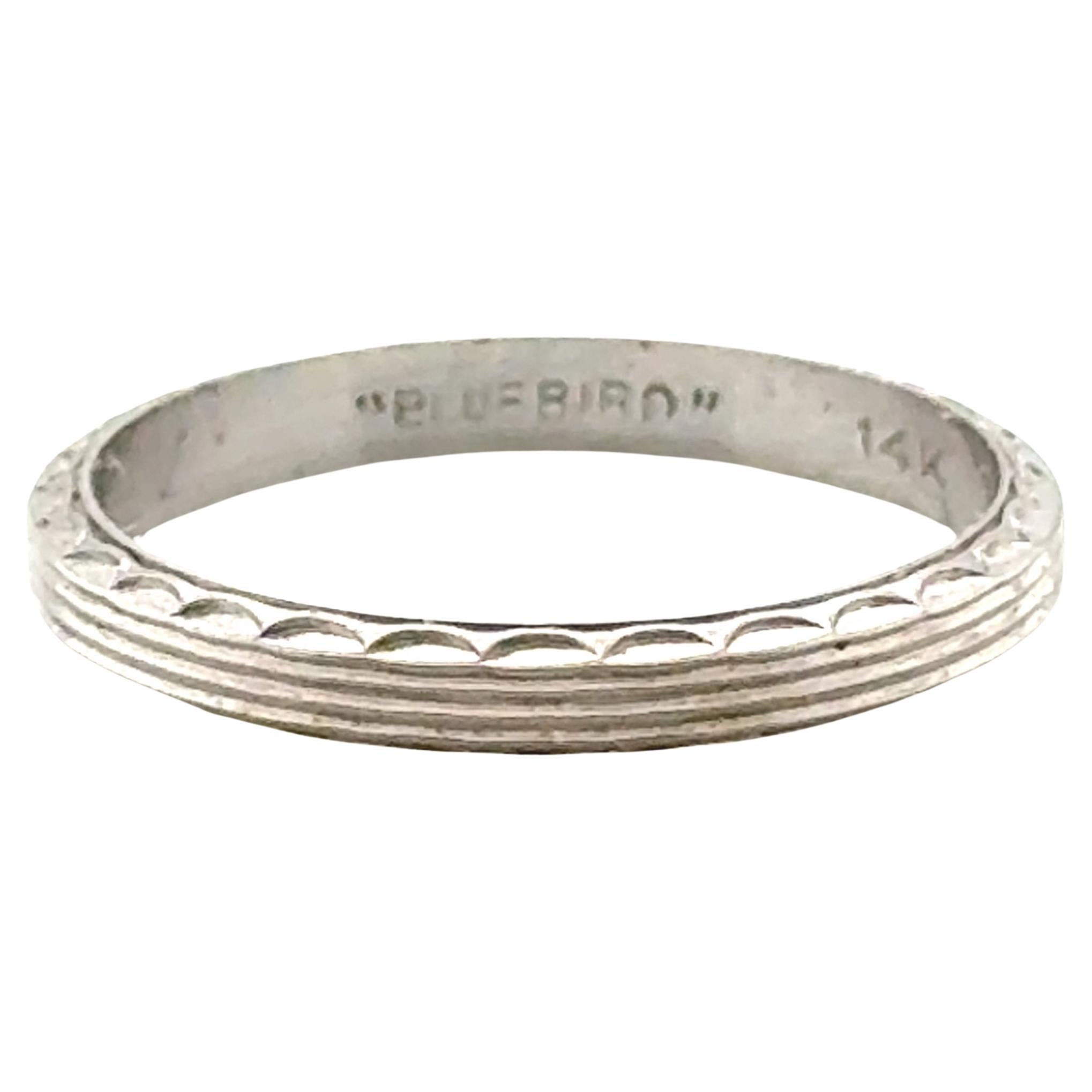 Anillo de boda Art Deco Eternity Band 14K Bluebird Original 1930
s New Old Stock en venta