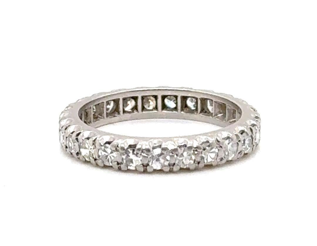 Art déco Art Deco Eternity Diamond Wedding Ring Platinum Anniversary Band .75ct Original  en vente