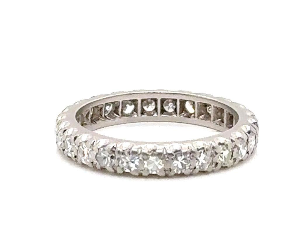 Taille simple Art Deco Eternity Diamond Wedding Ring Platinum Anniversary Band .75ct Original  en vente