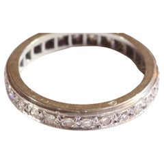 Vintage Art Deco Eternity Ring, Edwardian Diamond Ring 18k White Gold