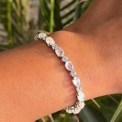 Pulsera de plata con ópalo etíope y circonitas estilo Art Déco para ella