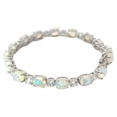 Art Deco Opale etiope & CZ Tennis Birthstone Bracciale d'argento per la mamma Gioielli