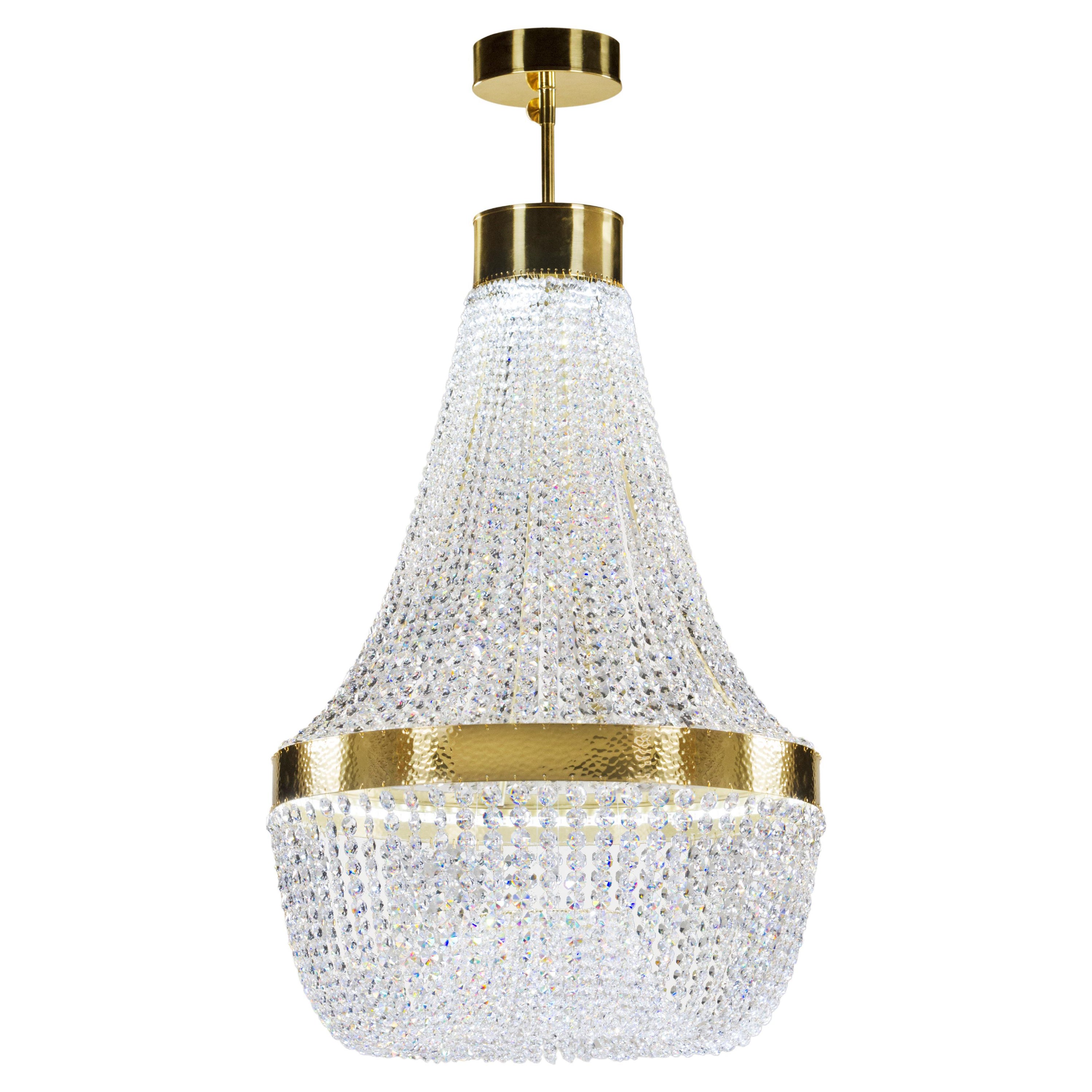 Lampadario Art Deco Etna in cristallo Swarovski realizzato a mano in Portogallo da Greenapple in vendita