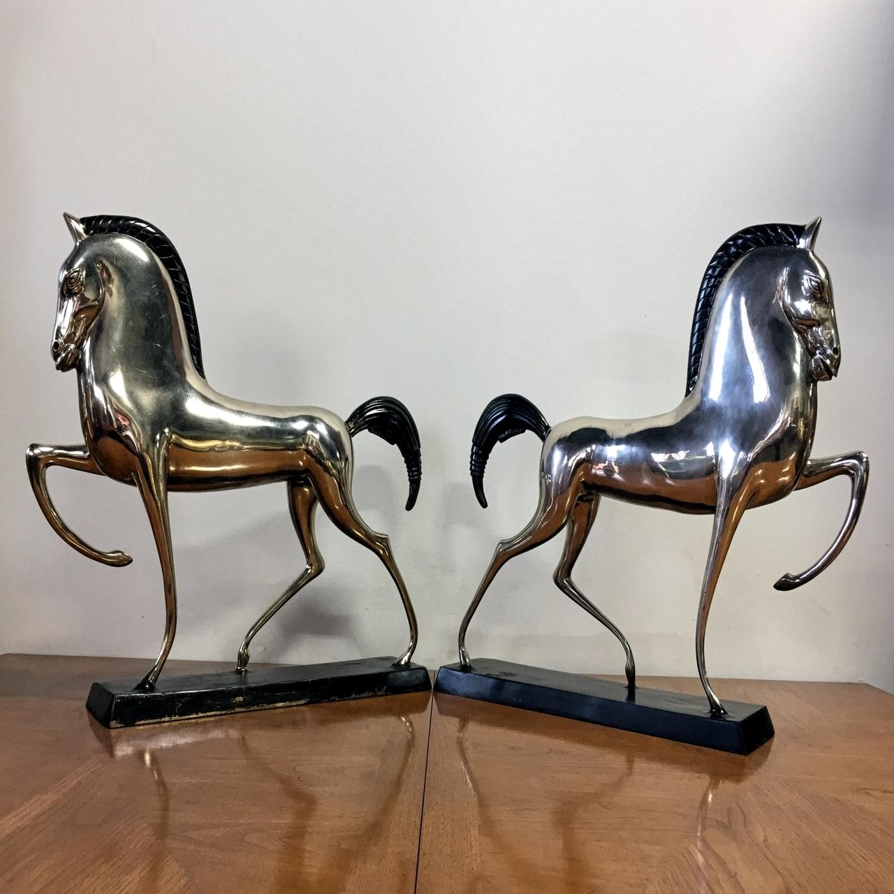 Art Deco Etruscan Horse Sculptures in the Manner of Boris Lovet-Lorski - Pair 12