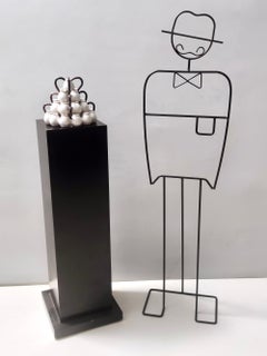 Art Deco / Etruscan Style Vintage Tulip Vase with Glazed Ceramic Amphoras, Italy