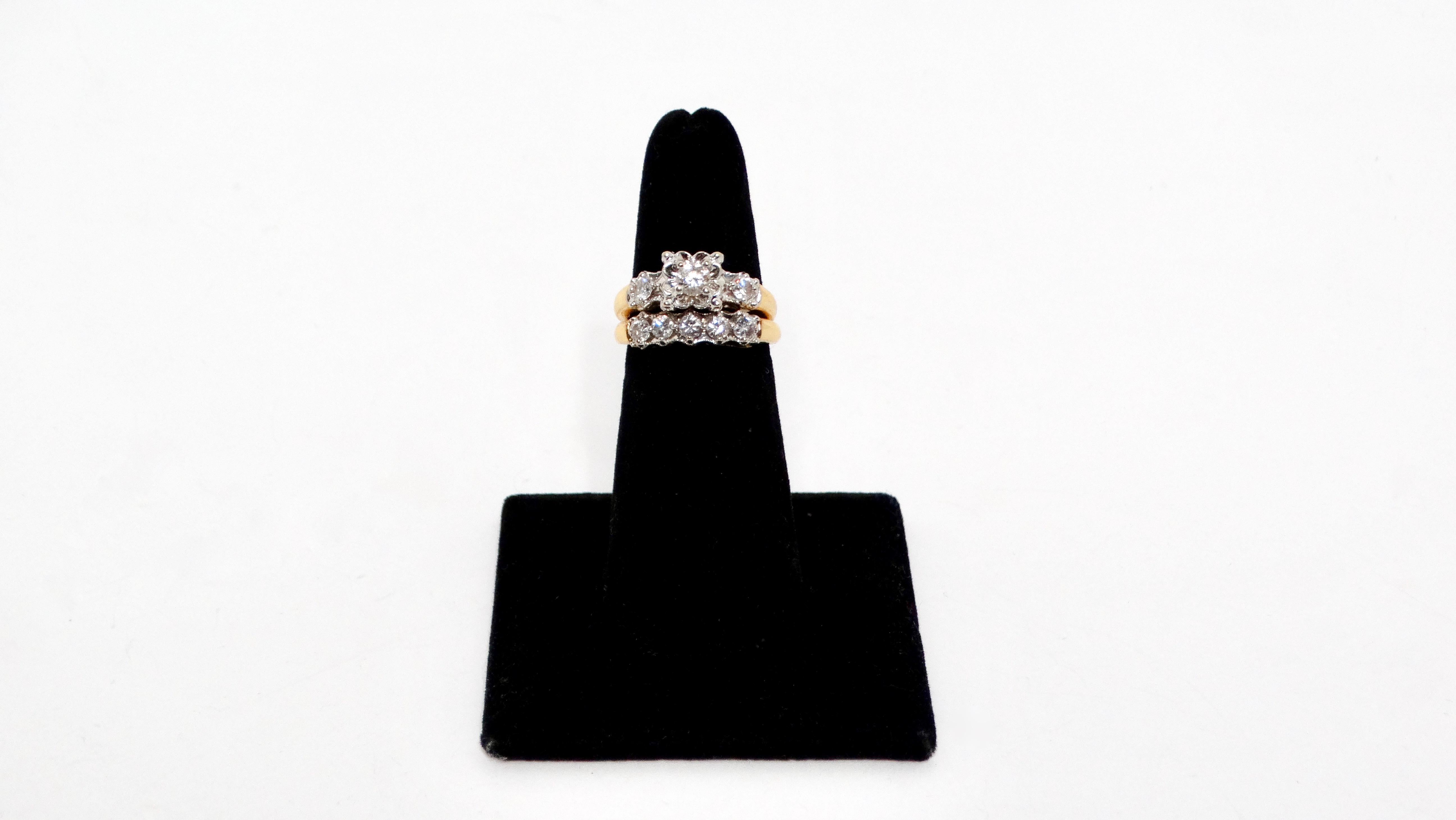 Bague grappe Art déco en or jaune 14 carats et diamants taille européenne Bon état - En vente à Scottsdale, AZ