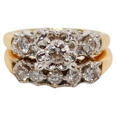 Art Deco European Cut Diamant & 14k Gelbgold Cluster Ring