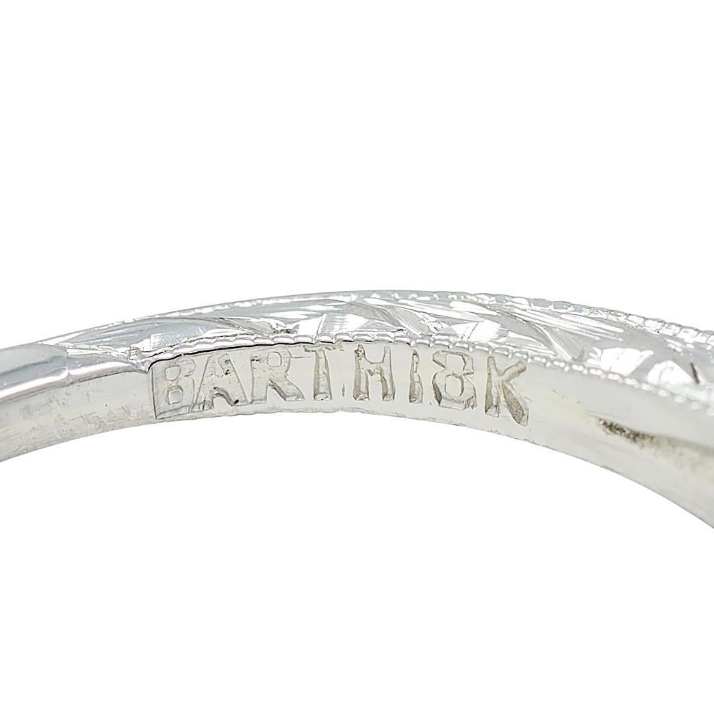 Art Deco European Cut Diamond 18 Karat White Gold Vintage Scroll Engagement Ring im Angebot 3