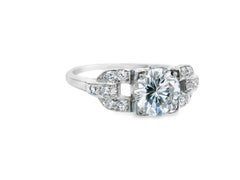 Verlobungsring im Art déco-Stil mit Diamanten im europäischen Schliff und GIA-Bericht