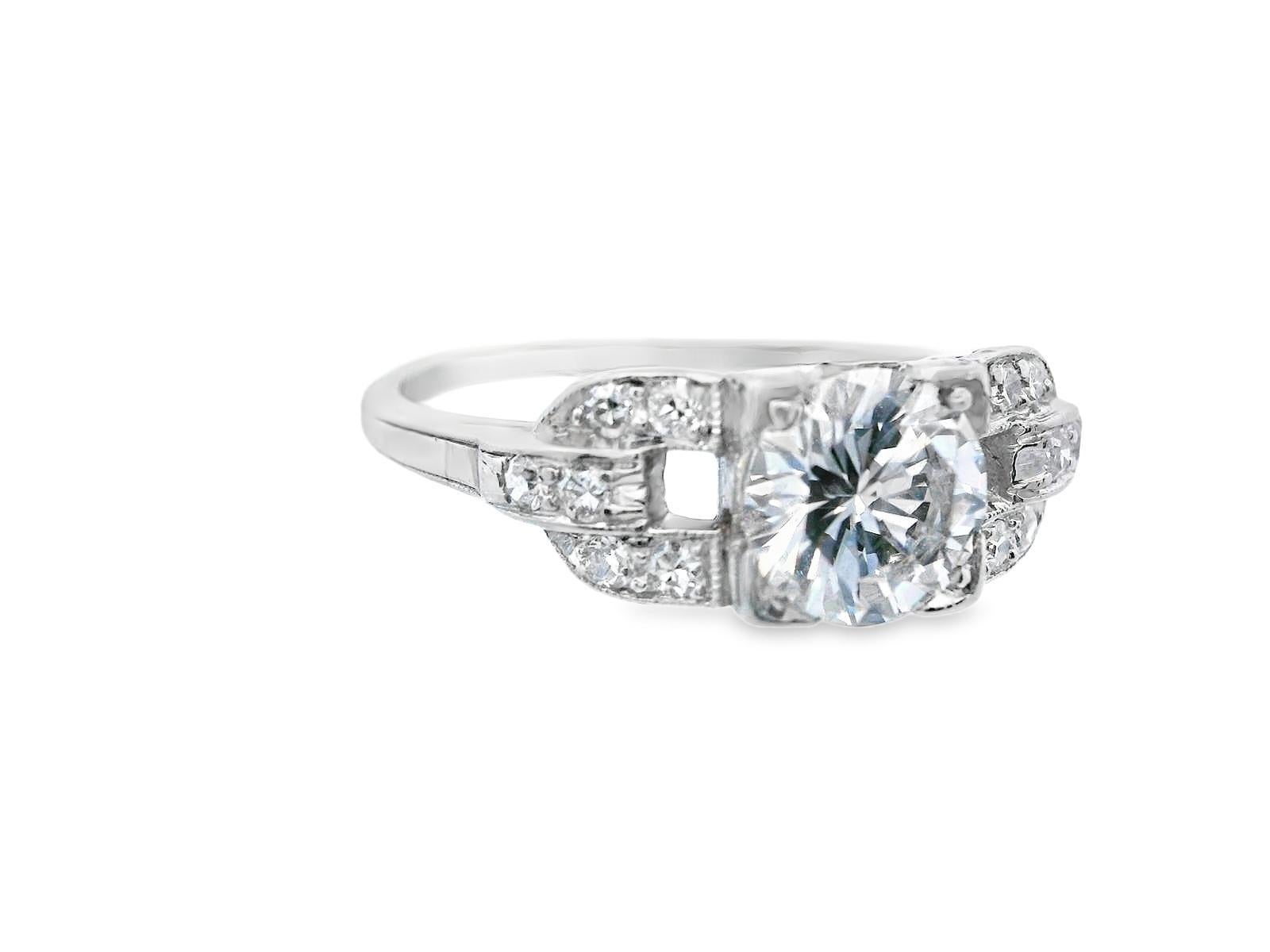 Verlobungsring im Art déco-Stil mit Diamanten im europäischen Schliff und GIA-Bericht im Zustand „Gut“ im Angebot in Lexington, KY