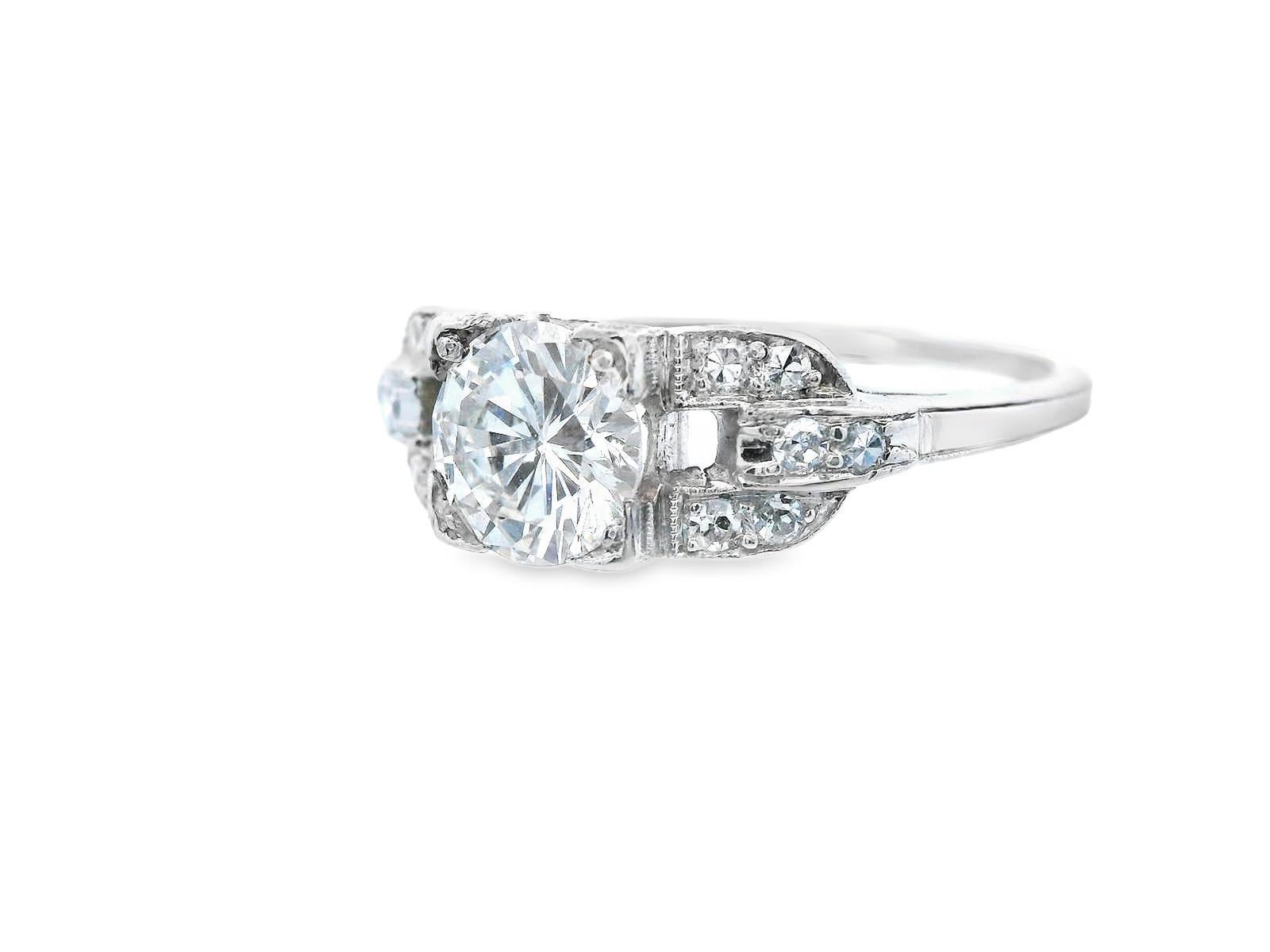 Verlobungsring im Art déco-Stil mit Diamanten im europäischen Schliff und GIA-Bericht Damen im Angebot