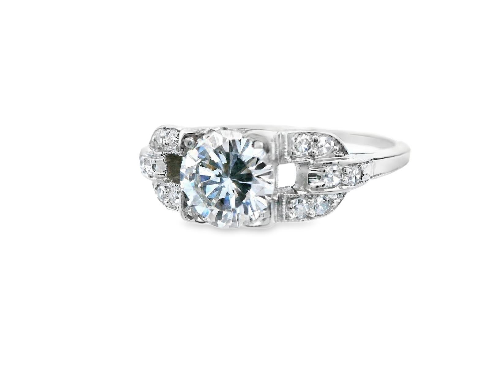 Verlobungsring im Art déco-Stil mit Diamanten im europäischen Schliff und GIA-Bericht im Angebot 1
