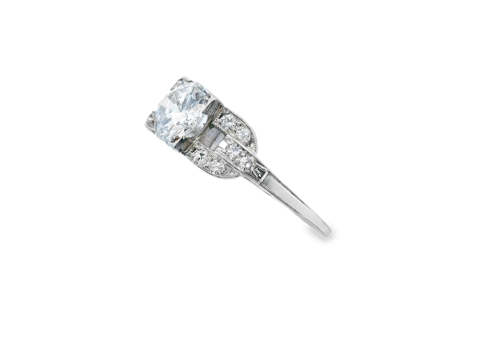 Verlobungsring im Art déco-Stil mit Diamanten im europäischen Schliff und GIA-Bericht im Angebot 2