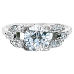 Verlobungsring im Art déco-Stil mit Diamanten im europäischen Schliff und GIA-Bericht