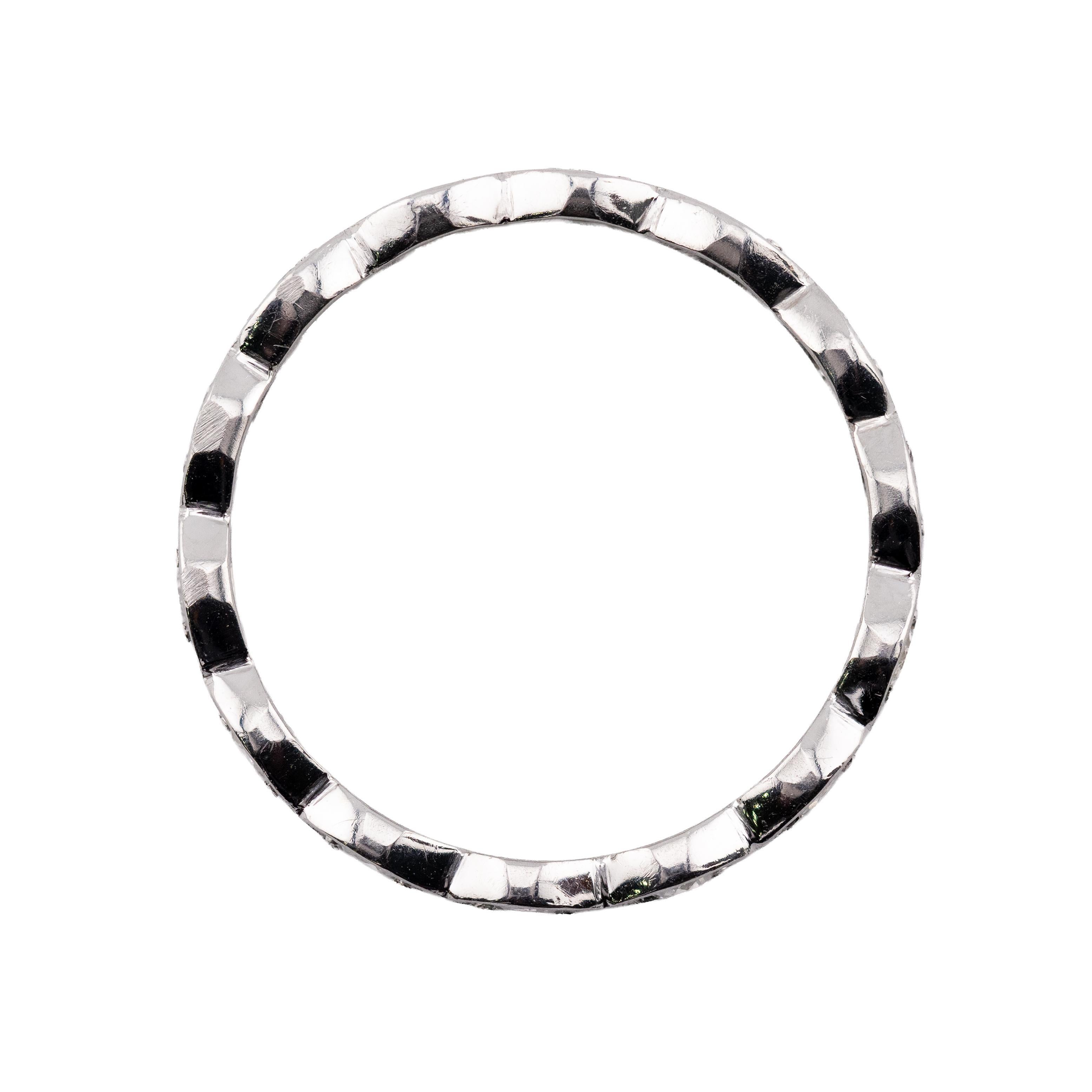 Bracelet �éternel Art déco en platine avec diamant de taille européenne Taille 9 Excellent état - En vente à Boston, MA