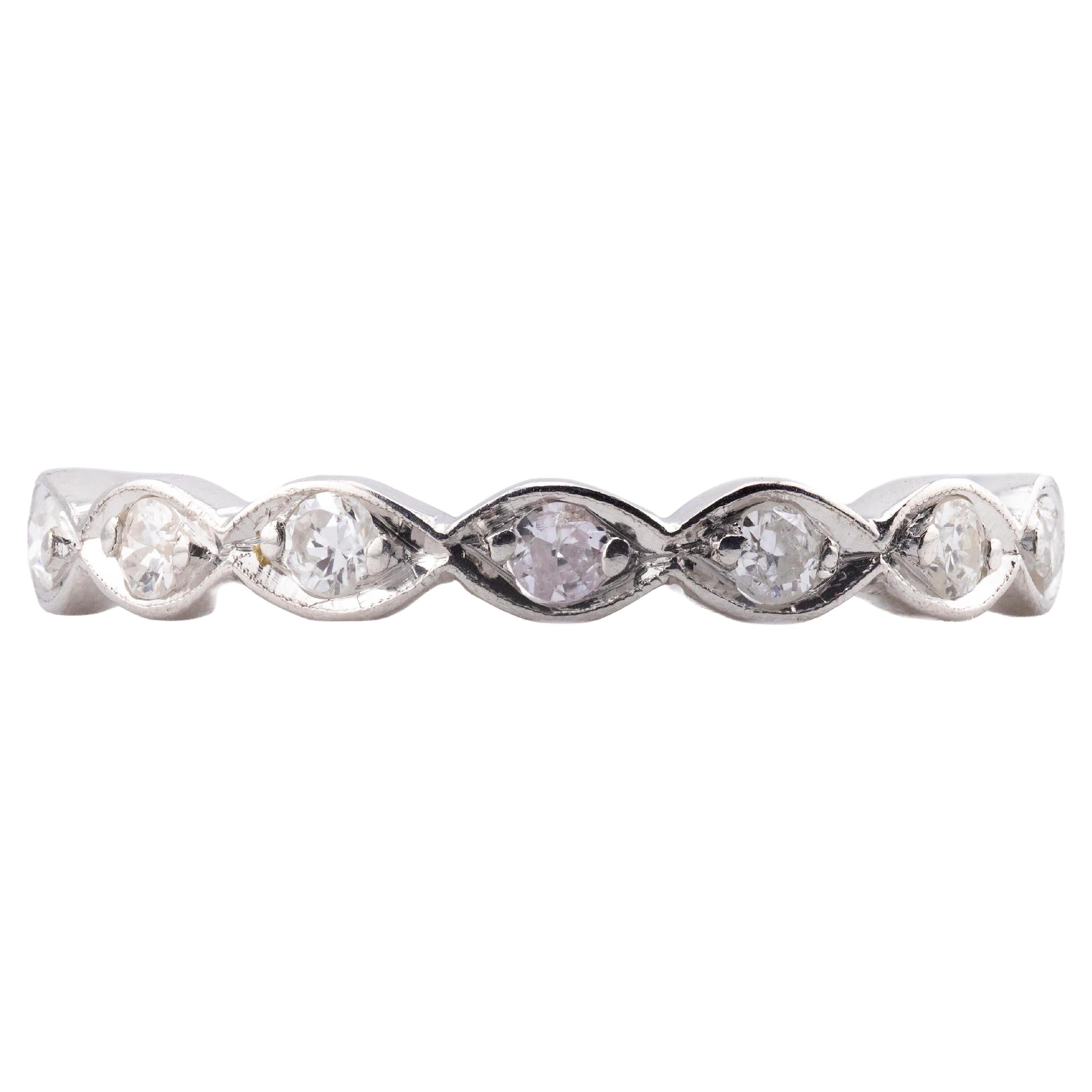 Bracelet éternel Art déco en platine avec diamant de taille européenne Taille 9 en vente