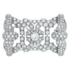 Art Deco & European cut diamonds platinum brooch / pendant