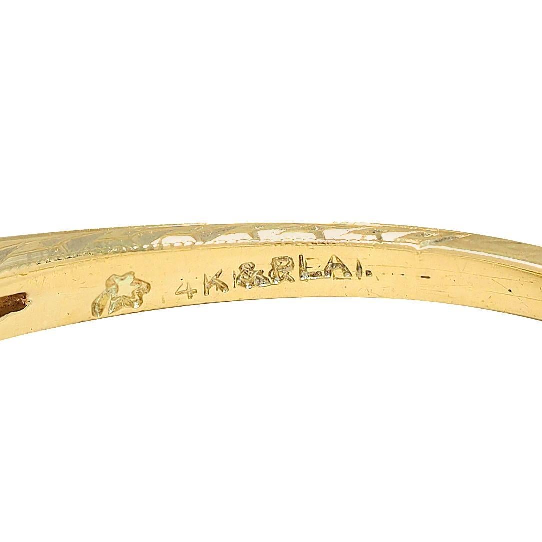 Anillo de Compromiso Art Decó Europeo Platino 18 Kilates Oro Amarillo Vintage en venta 2