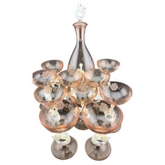 Art Deco European Mermaid Glassware/Decanter & Glasses/Lauscha Bimini