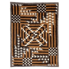Europäischer Art-déco-Teppich mit Schachbrettmuster und Labyrinth-Design, 1920-1950