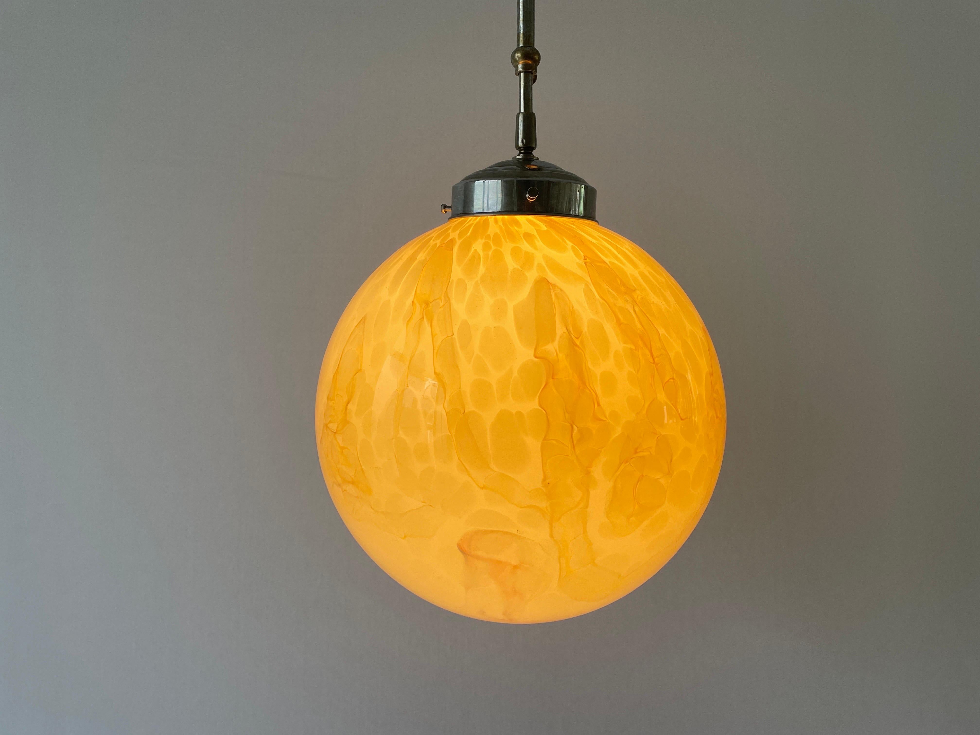 Art Deco Exceptional Church Lamp with Yellow Glass Ball , 1930s, Germany For Sale 5