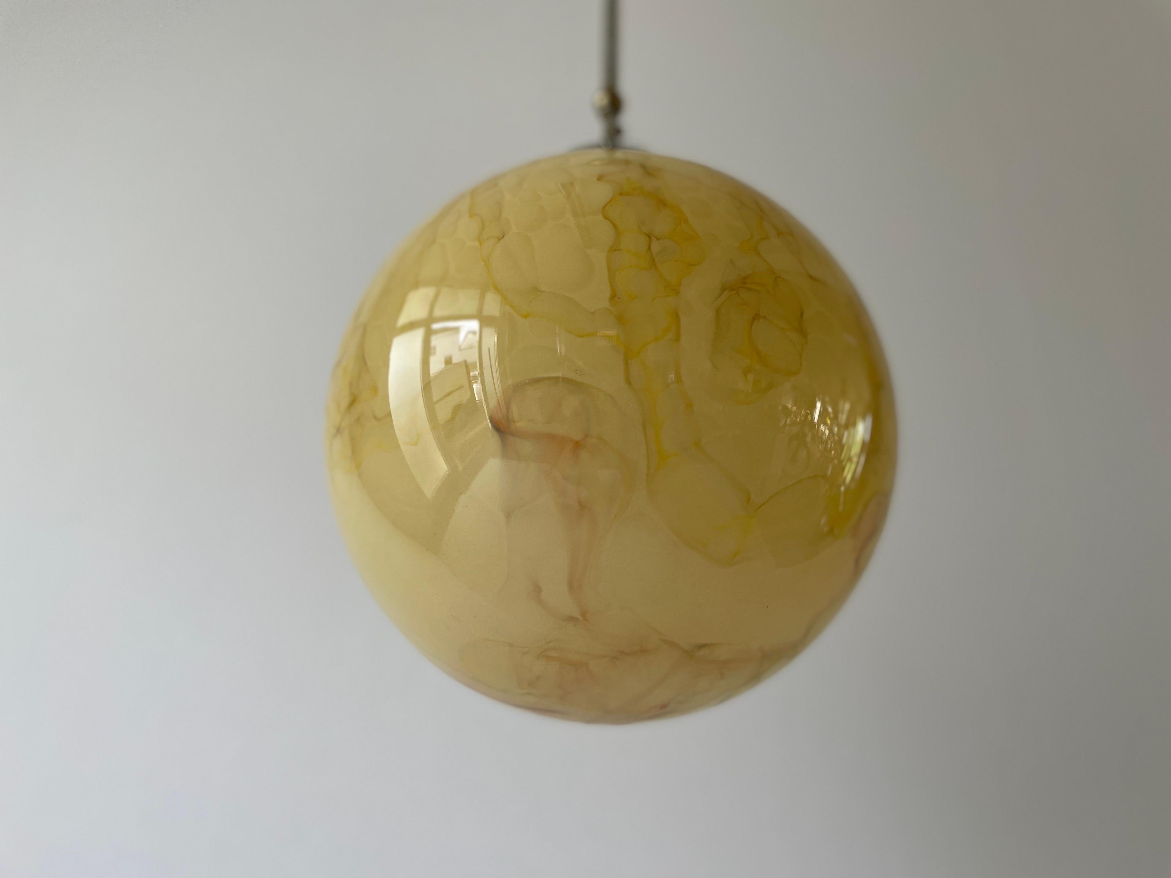 Art Deco Exceptional Church Lamp with Yellow Glass Ball , 1930s, Germany In Excellent Condition For Sale In Hagenbach, DE