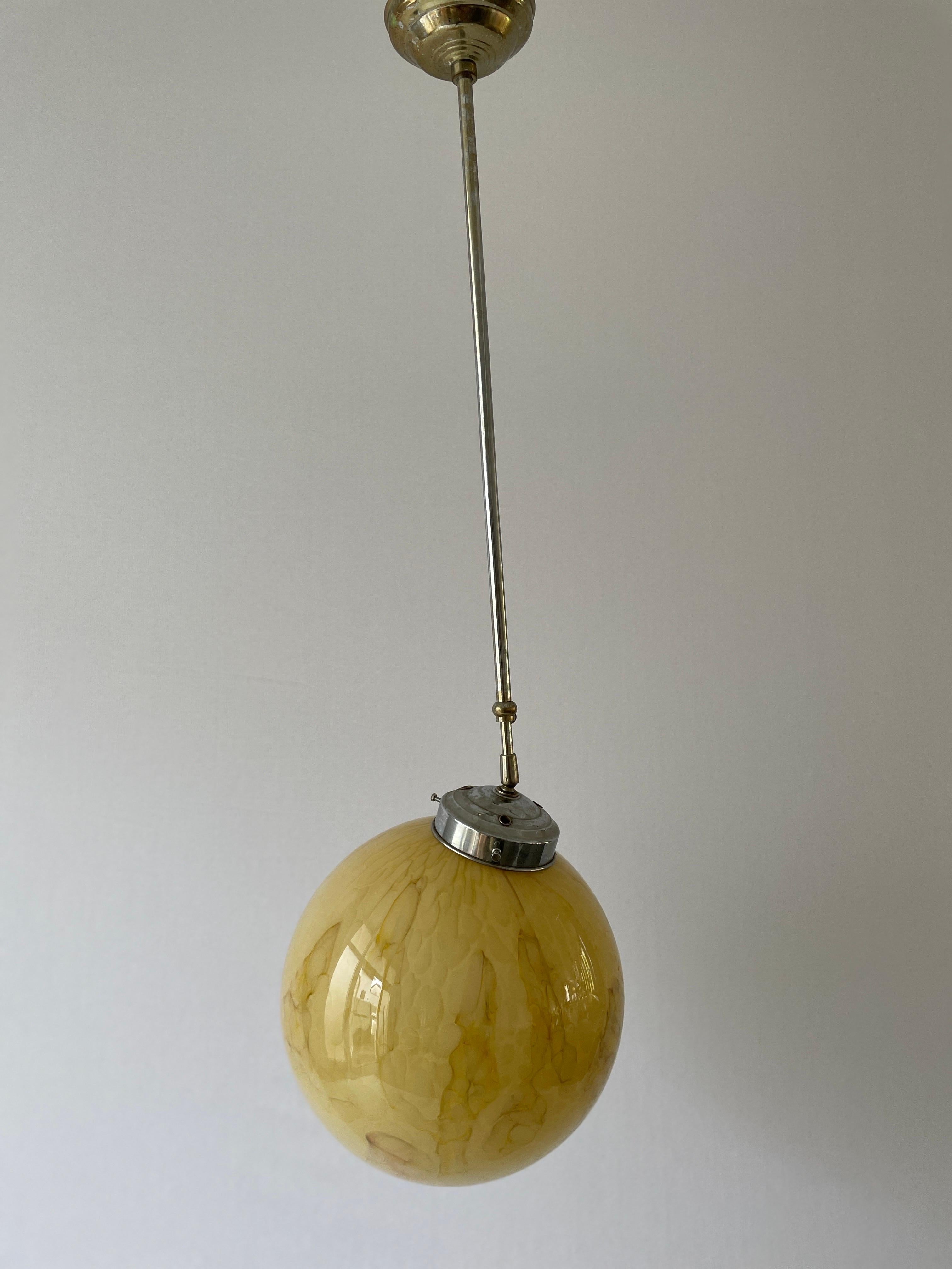 Art Deco Exceptional Church Lamp with Yellow Glass Ball , 1930s, Germany For Sale 1