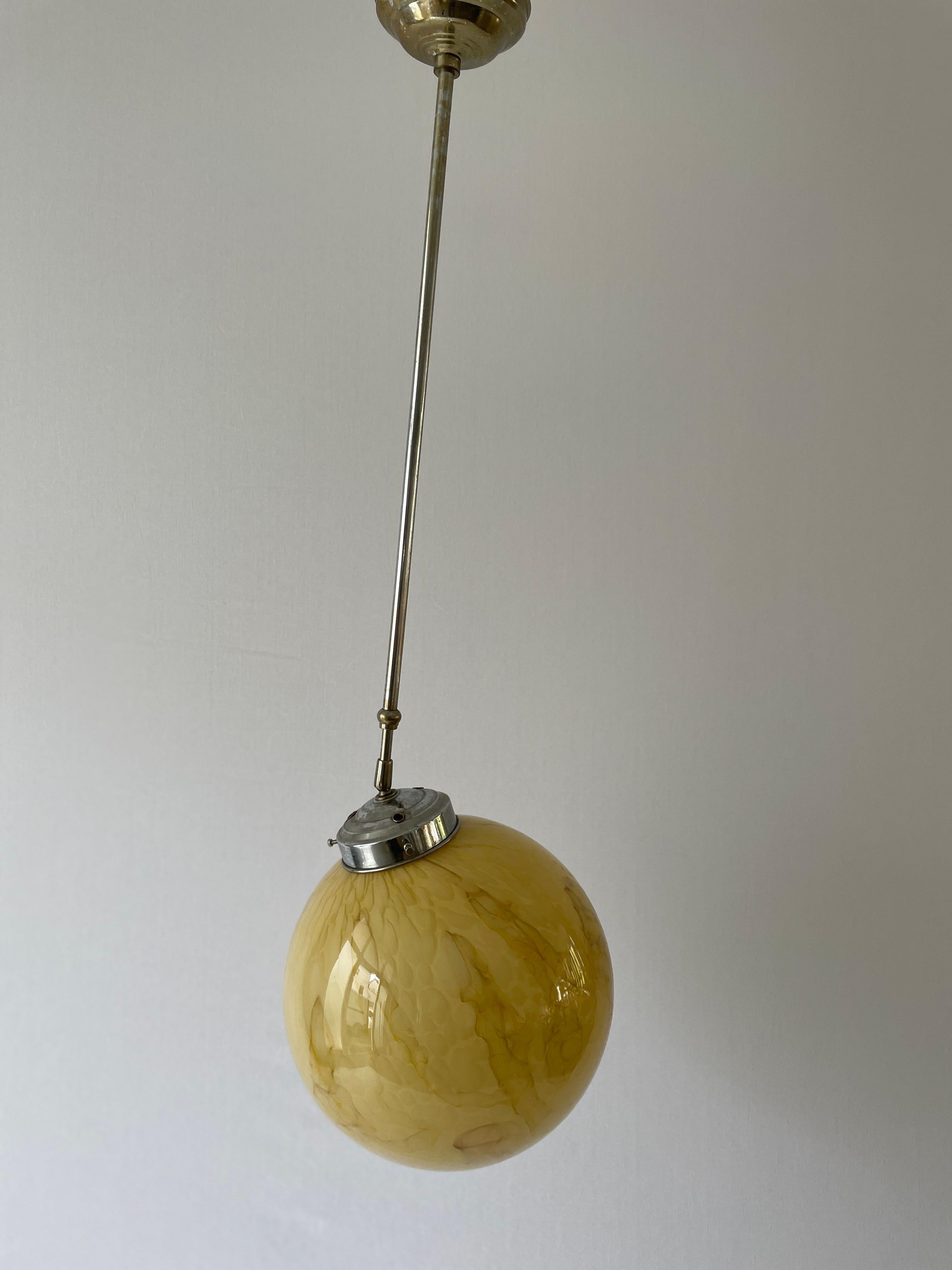 Art Deco Exceptional Church Lamp with Yellow Glass Ball , 1930s, Germany For Sale 4