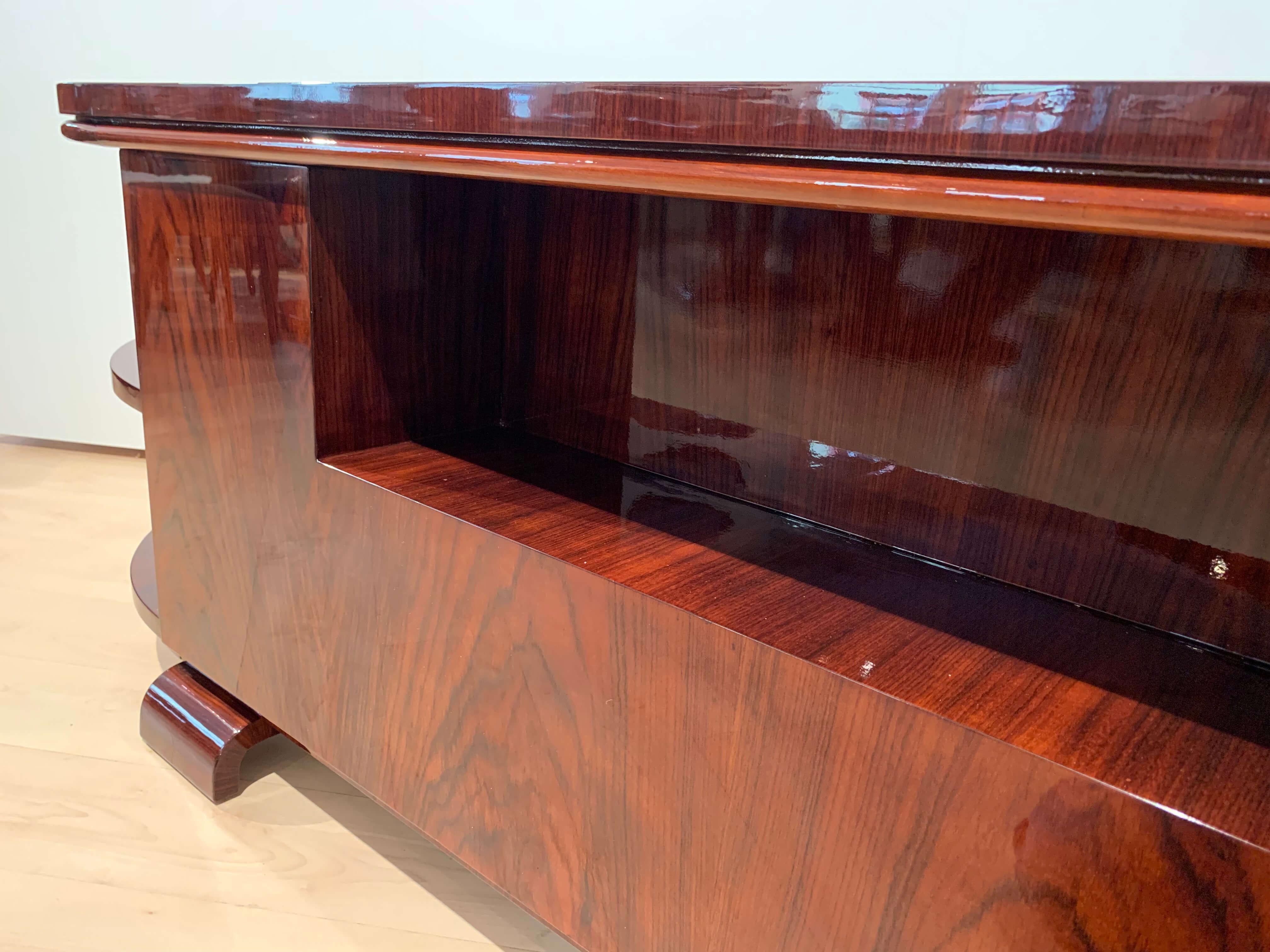 Art Deco Desk with Leather Chair, Rosewood Veneer, France, 1930s For Sale 6
