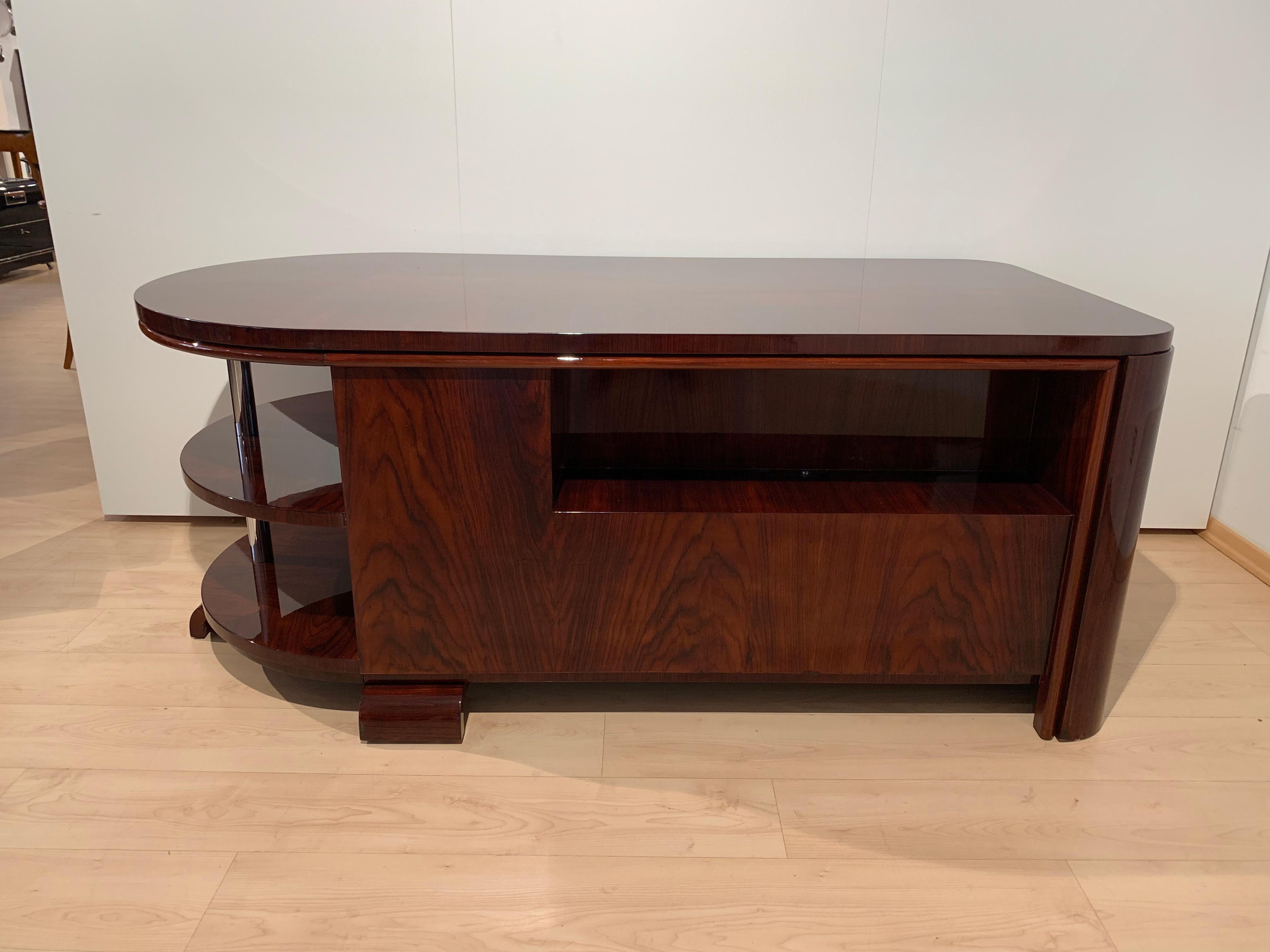 Art Deco Rosewood Desk with Leather Chair, France, 1930s For Sale 2