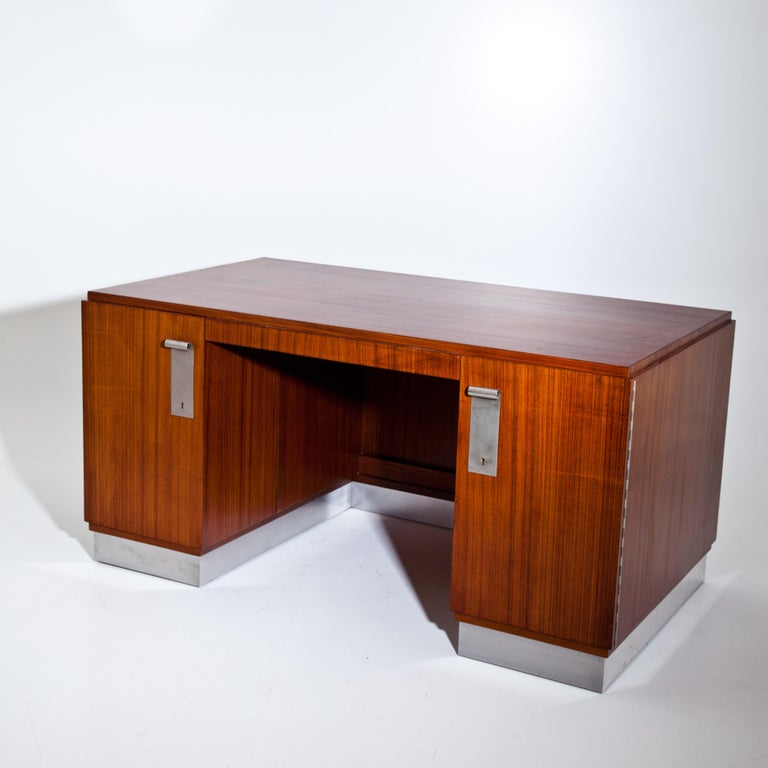 Art Deco Executive Desk with Metal Handles, Probably France of the