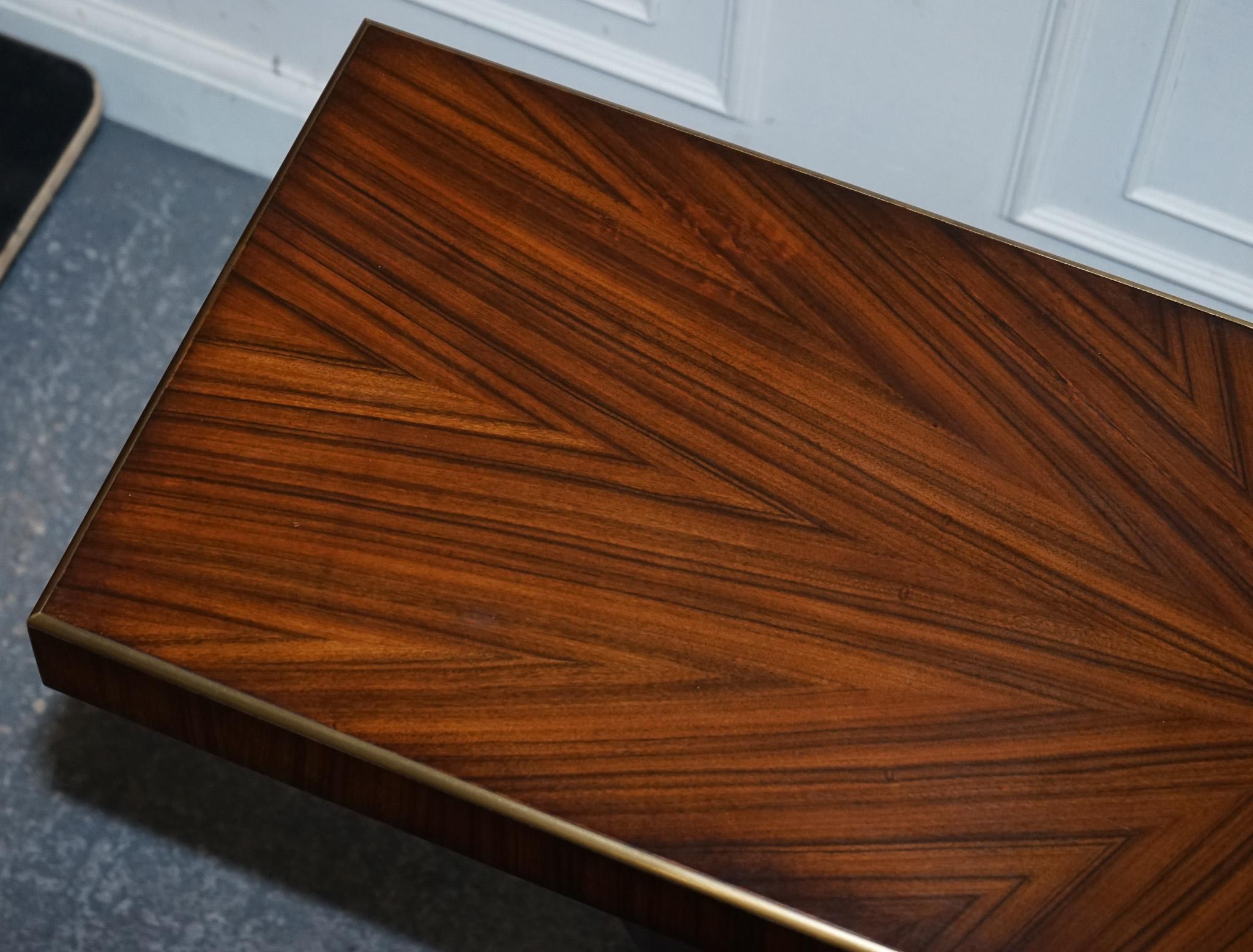 Hand-Crafted ART DECO EXOTIC MORADO & BRASS VANCUCCi SUNBURST CONSOLE BY THEODORE ALEXANDER For Sale