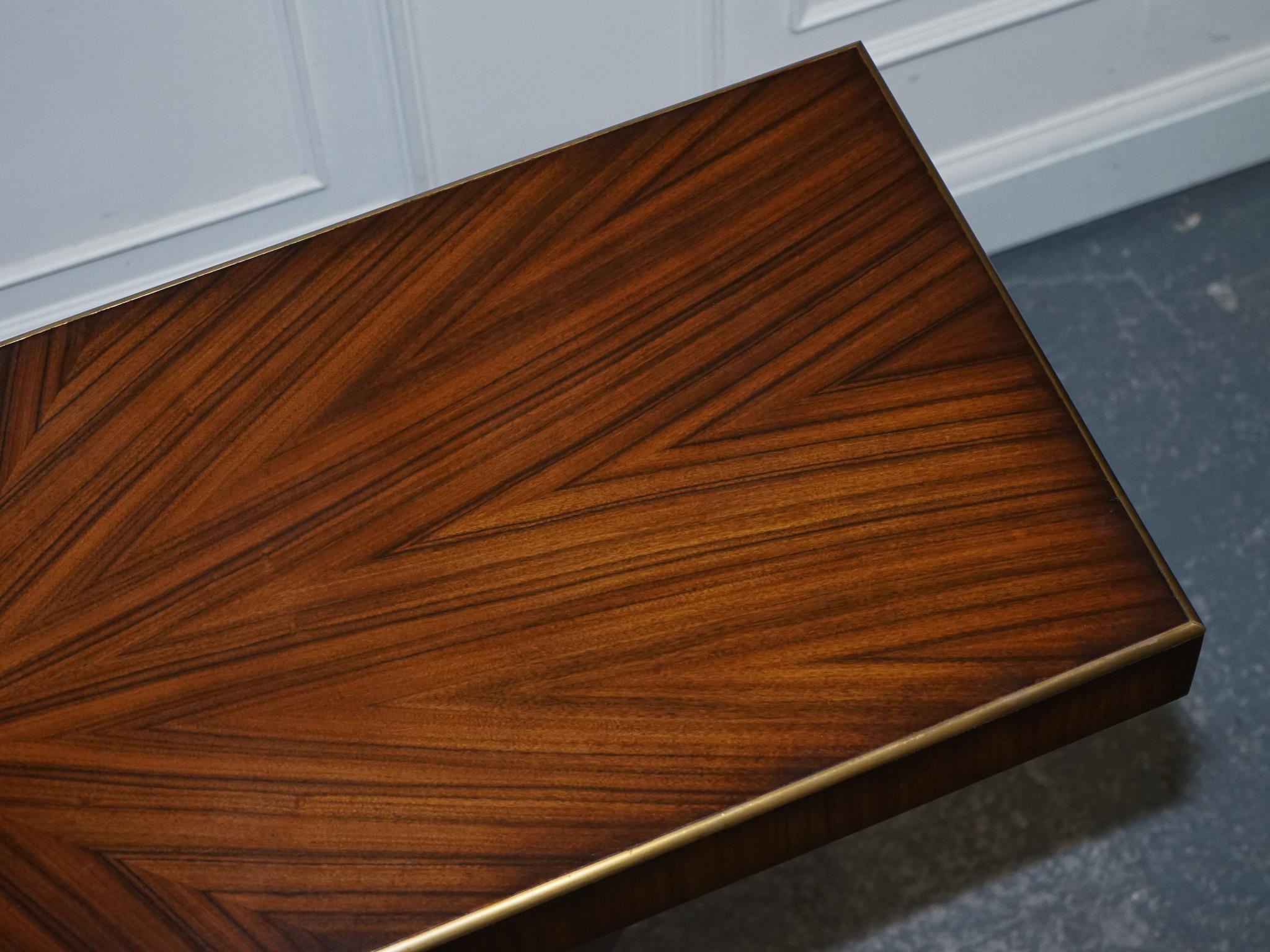 20th Century ART DECO EXOTIC MORADO & BRASS VANCUCCi SUNBURST CONSOLE BY THEODORE ALEXANDER For Sale