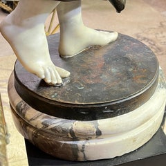 Art Deco Exotic Tambourine Dancer Marble and Bronze Semi-Nude Statue