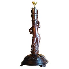 Art-deco exotic wood lamp
