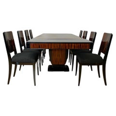 Erweiterbares Art-Deco-Esszimmer-Set mit 8 Stühlen, Makassar, Frankreich, um 1930