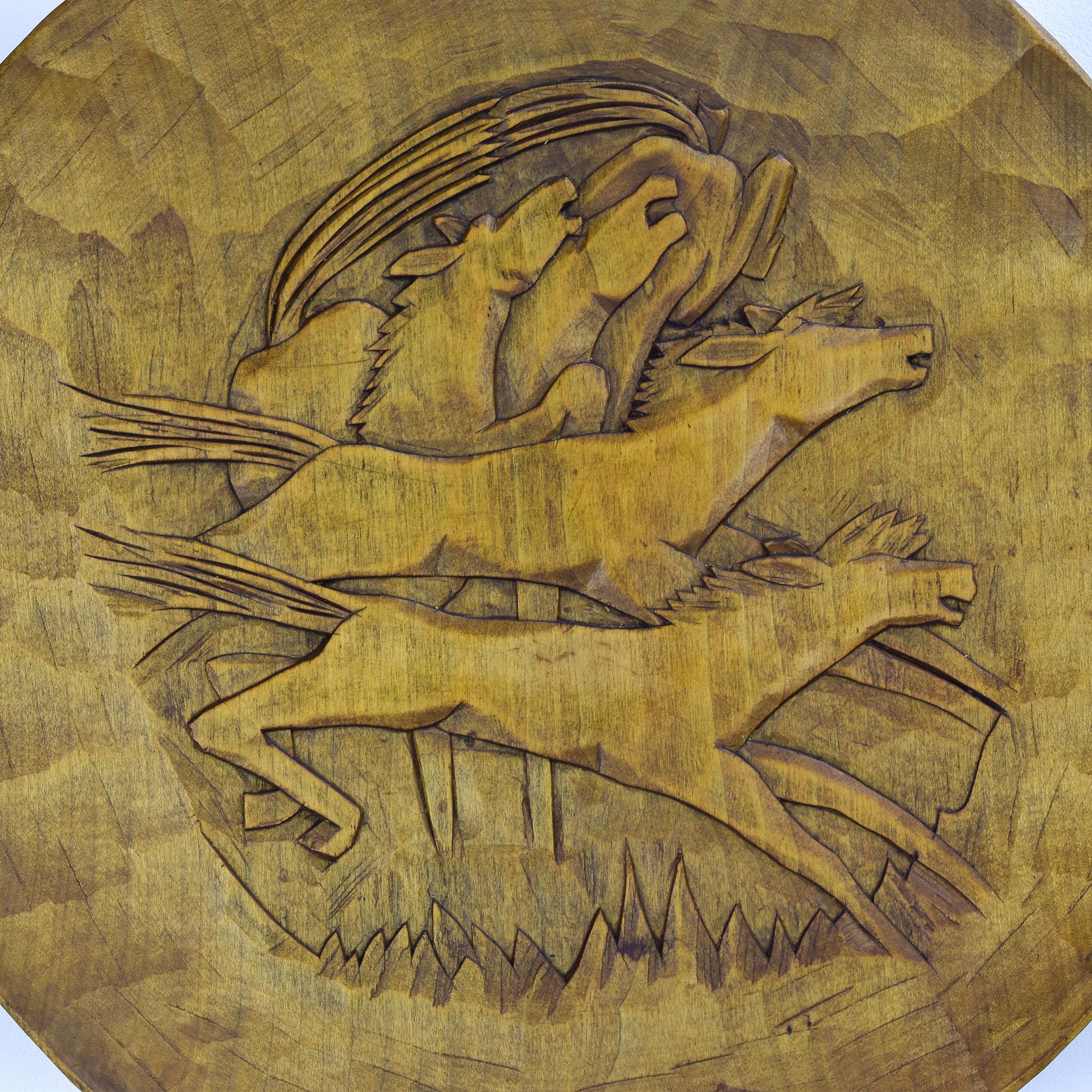 Suisse Art Deco Expressionniste Wall&Deco sculpté à la main avec motif de cheval en vente