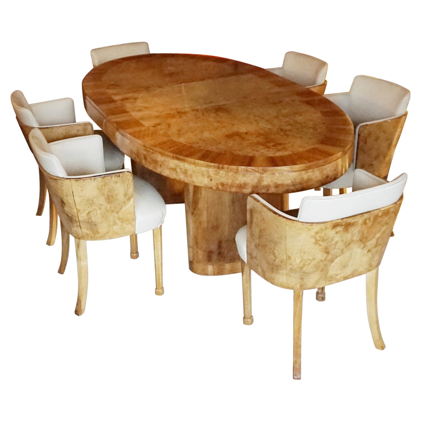 Art Deco Extendable Dining Suite by Maple 
Co English, Circa 1930