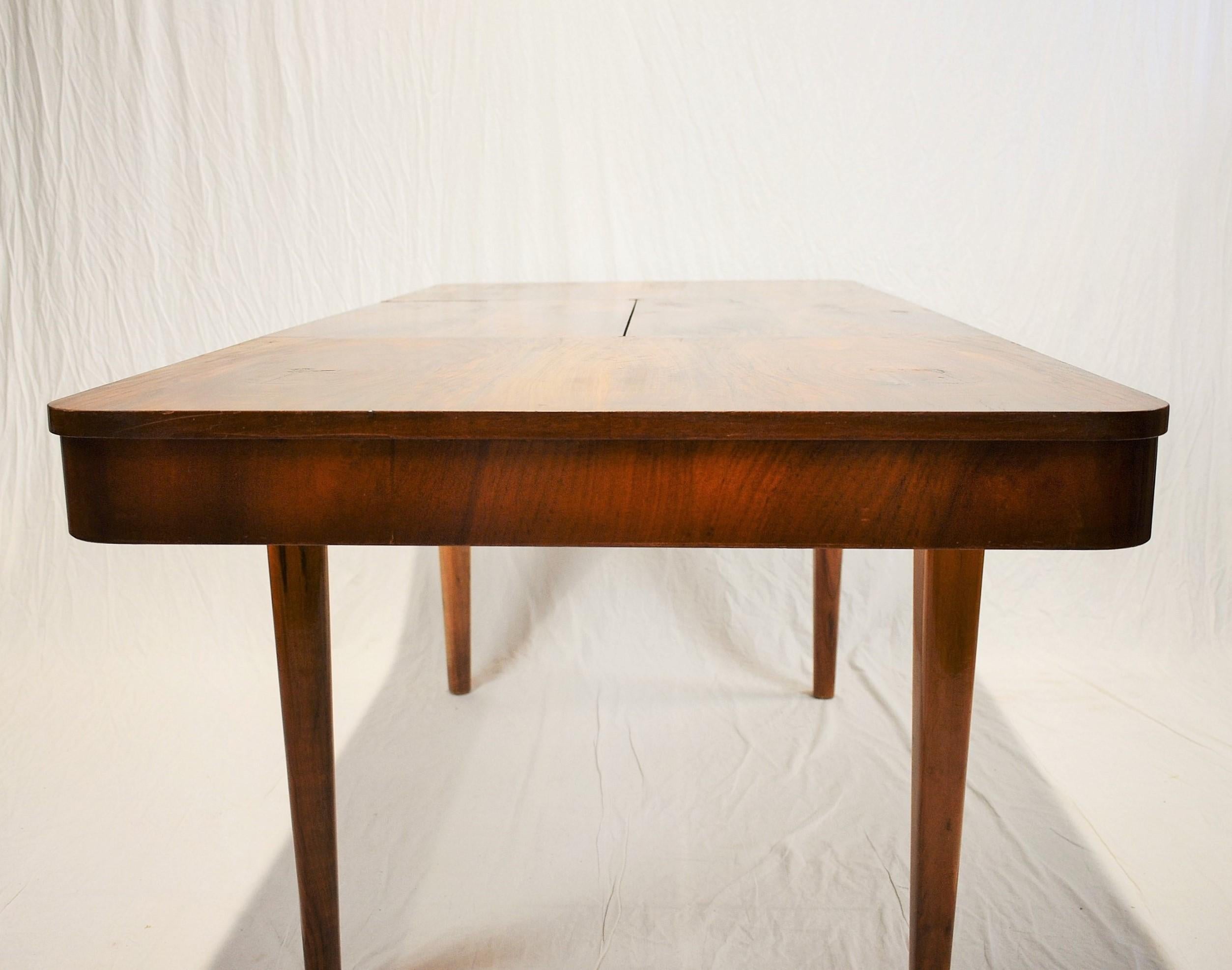 Art Deco Extendable Dining Table Designed by Jindřich Halabala, 1952s 7