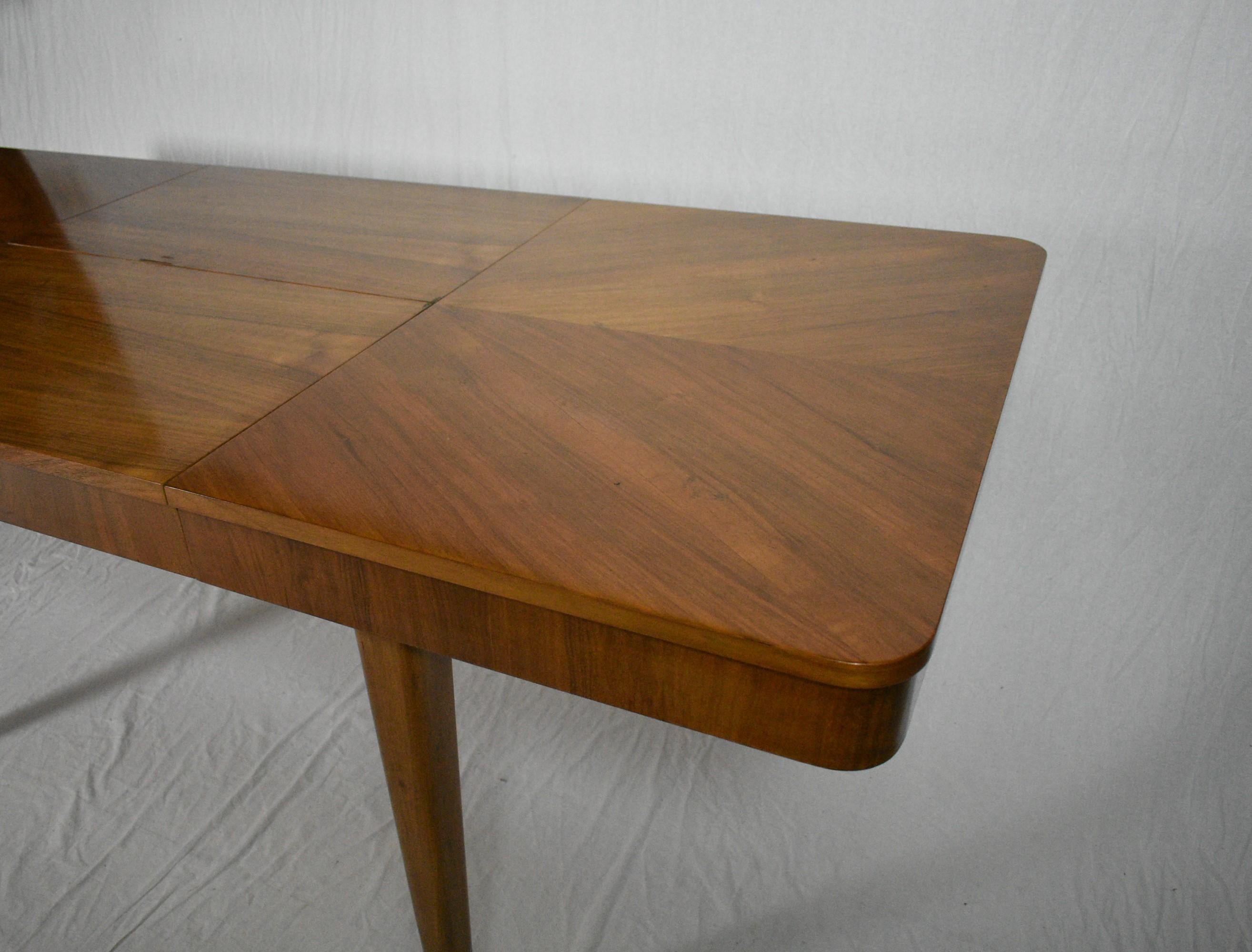 Wood Art Deco Extendable Dining Table Designed by Jindřich Halabala, 1952s