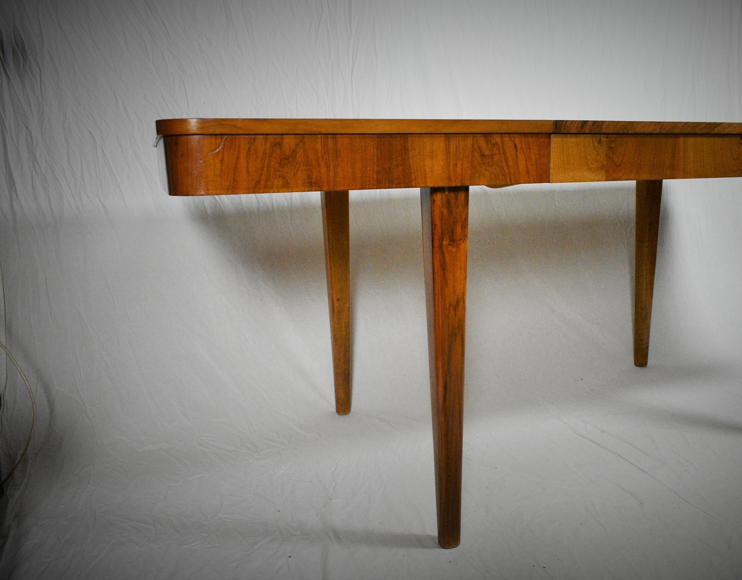 Art Deco Extendable Dining Table Designed by Jindřich Halabala, 1952s 2