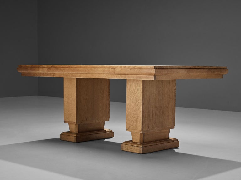 Mid-20th Century Art Deco Extendable Dining Table in Cerused Oak For Sale