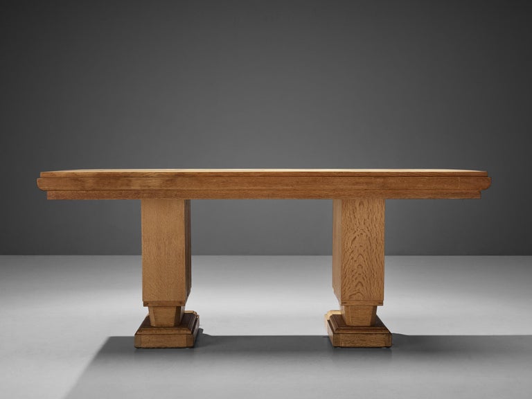 Art Deco Extendable Dining Table in Cerused Oak For Sale 2